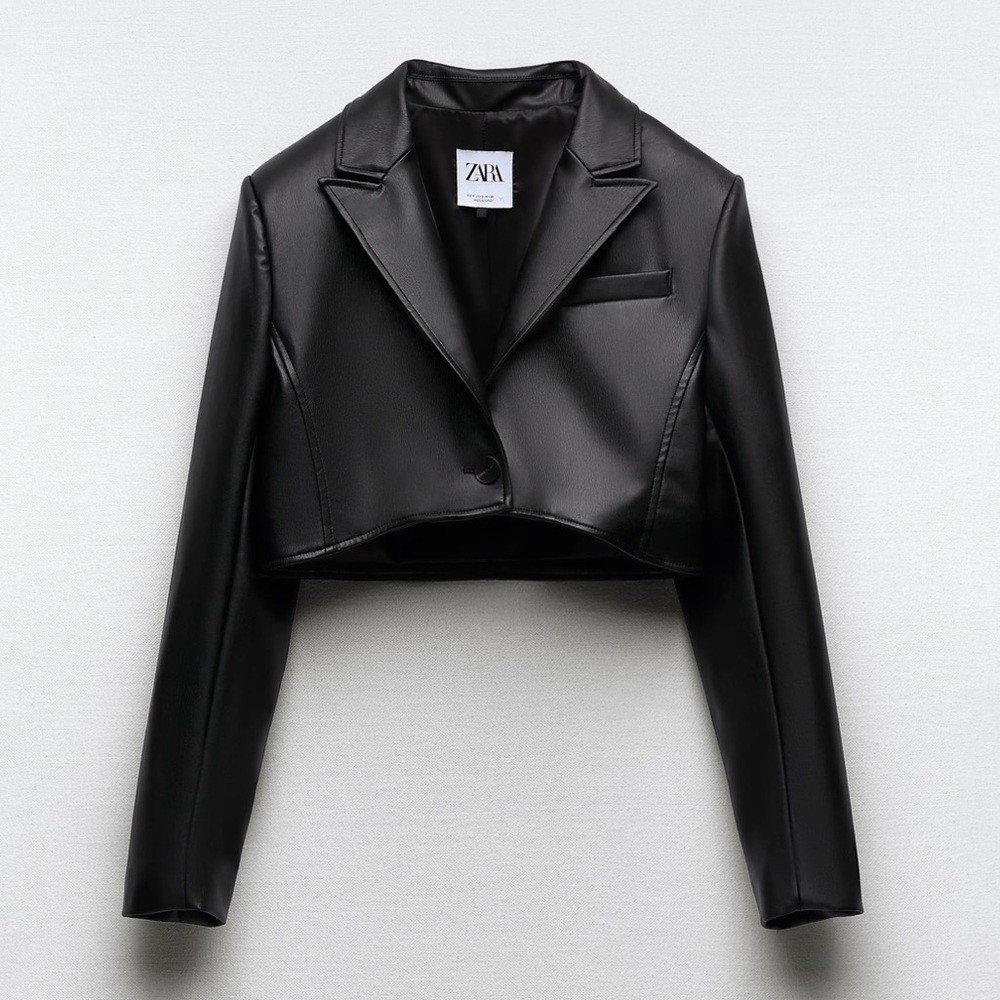 NWT cropped leather Zara blazer